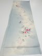 Photo5: 2D01z60  Japanese Kimono Silk  FABRIC Flower Dull light blue 42.5x14.2 (5)