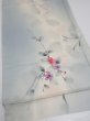 Photo2: 2D02z60  Japanese Kimono Silk  FABRIC Flower Dull light blue 41.7x14.6 (2)