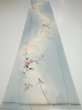 Photo5: 2D05z90  Japanese Kimono Silk  FABRIC Flower Dull light blue 66.1x14.4 (5)