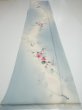 Photo5: 2D06z90  Japanese Kimono Silk  FABRIC Flower Dull light blue 66.1x14.2 (5)