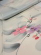 Photo4: 2D09z60  Japanese Kimono Silk  FABRIC Flower Dull light blue 85.8x7.1 (4)