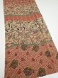 Photo2: 1R05z100  Japanese Kimono Crepe Silk  FABRIC Vegetables Light brown 66.9x14.2 (2)