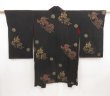 Photo1: 5013T02z520 Antique Japanese Kimono Silk HAORI Shishi Black (1)