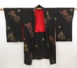 Photo5: 5013T02z520 Antique Japanese Kimono Silk HAORI Shishi Black (5)