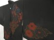 Photo2: 5013T04z490 Vintage Japanese Kimono Silk URUSHI HAORI Flowers Black (2)