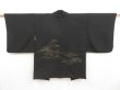 Photo1: 5013T06z580 Vintage Japanese Kimono Silk HAORI Wave Black (1)