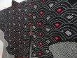 Photo2: 5014T01z500 Vintage Japanese Kimono Silk SHIBORI HAORI Seigaiha Black (2)