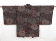 Photo1: 5014T03z830 Vintage Japanese Kimono Silk URUSHI HAORI Chrysanthemum Black (1)