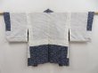 Photo6: 5014T10z410 Vintage Japanese Kimono Silk SHIBORI HAORI  Light navy (6)