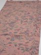 Photo3: 1S01z70  Japanese Kimono Crepe Silk  FABRIC Flowers Rosy brown 41.7x14.8 (3)