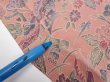 Photo7: 1S02z70  Japanese Kimono Crepe Silk  FABRIC Flowers Rosy brown 41.7x14.8 (7)