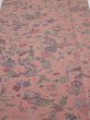 Photo1: 1S06z100  Japanese Kimono Crepe Silk  FABRIC Flowers Rosy brown 66.1x14.6 (1)