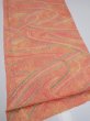 Photo2: 1S02z70  Japanese Kimono Silk  FABRIC Stream Coral-Orange 50.4x14.8 (2)