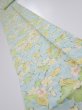 Photo1: 1S09z50  Japanese Kimono Silk  FABRIC Sakura branch Light blue 77.2x6.9 (1)