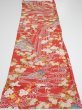 Photo5: 1W01z60  Japanese Kimono Silk  FABRIC Plum blossom Red 45.7x14.6 (5)