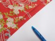 Photo6: 1W01z60  Japanese Kimono Silk  FABRIC Plum blossom Red 45.7x14.6 (6)