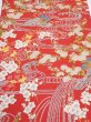 Photo1: 1W02z60  Japanese Kimono Silk  FABRIC Plum blossom Red 45.3x14.6 (1)