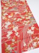 Photo2: 1W02z60  Japanese Kimono Silk  FABRIC Plum blossom Red 45.3x14.6 (2)