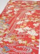 Photo3: 1W02z60  Japanese Kimono Silk  FABRIC Plum blossom Red 45.3x14.6 (3)