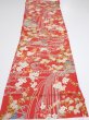 Photo5: 1W02z60  Japanese Kimono Silk  FABRIC Plum blossom Red 45.3x14.6 (5)