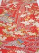 Photo1: 1W04z90  Japanese Kimono Silk  FABRIC Plum blossom Red 63.8x14.6 (1)