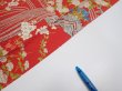 Photo6: 1W04z90  Japanese Kimono Silk  FABRIC Plum blossom Red 63.8x14.6 (6)