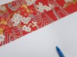 Photo7: 1W09z50  Japanese Kimono Silk  FABRIC Plum blossom Red 79.5x6.9 (7)