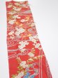 Photo3: 1W10z20  Japanese Kimono Silk  FABRIC Plum blossom Red 33.1x14.8 (3)