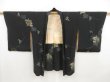 Photo6: 5019T05z710 Vintage Japanese Kimono Silk HAORI Leaves Black (6)