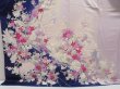 Photo5: 5019T08z1140  Japanese Kimono Silk FURISODE Plum blossom Dark lavender (5)