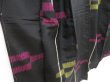 Photo3: 5019T09z570 Antique Japanese Kimono Silk TSUMUGI Kasuri Black (3)