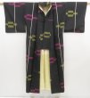 Photo8: 5019T09z570 Antique Japanese Kimono Silk TSUMUGI Kasuri Black (8)