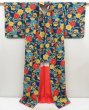 Photo8: 5019T11z990  Japanese Kimono Crepe Silk KOMON Flower Navy (8)