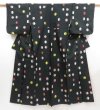 Photo1: 5019T12z710 Vintage Japanese Kimono Silk MEISEN KOMON Black (1)