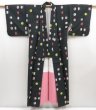 Photo8: 5019T12z710 Vintage Japanese Kimono Silk MEISEN KOMON Black (8)