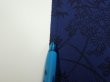 Photo7: 1U01z60  Japanese Kimono Crepe Silk  FABRIC Flowers Indigo 44.9x15.0 (7)