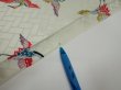 Photo9: 1U01z70  Japanese Kimono Silk  FABRIC Flying crane Mint-white 48.0x14.6 (9)