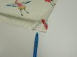 Photo6: 1U02z70  Japanese Kimono Silk  FABRIC Flying crane Mint-white 48.8x14.6 (6)