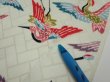 Photo8: 1U06z80  Japanese Kimono Silk  FABRIC Flying crane Mint-white 63.8x14.6 (8)