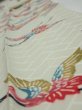 Photo4: 1U07z60  Japanese Kimono Silk  FABRIC Flying crane Mint-white 87.4x7.1 (4)