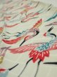 Photo4: 1U08z30  Japanese Kimono Silk  FABRIC Flying crane Mint-white 34.6x7.1 (4)