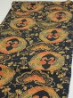 Photo3: 1U01z70  Japanese Kimono Crepe Silk  FABRIC Crane Dark navy 40.9x14.0 (3)