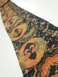 Photo1: 1U09z60  Japanese Kimono Crepe Silk  FABRIC Crane Dark navy 81.5x6.7 (1)