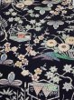 Photo1: 1U01z70  Japanese Kimono Crepe Silk  FABRIC Plum tree Navy-Black 38.2x14.4 (1)