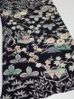 Photo2: 1U01z70  Japanese Kimono Crepe Silk  FABRIC Plum tree Navy-Black 38.2x14.4 (2)