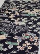 Photo3: 1U01z70  Japanese Kimono Crepe Silk  FABRIC Plum tree Navy-Black 38.2x14.4 (3)