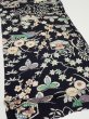 Photo2: 1U02z80  Japanese Kimono Crepe Silk  FABRIC Plum tree Navy-Black 41.7x14.4 (2)