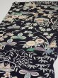 Photo3: 1U02z80  Japanese Kimono Crepe Silk  FABRIC Plum tree Navy-Black 41.7x14.4 (3)