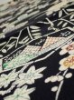 Photo4: 1U02z80  Japanese Kimono Crepe Silk  FABRIC Plum tree Navy-Black 41.7x14.4 (4)