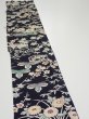 Photo2: 1U08z60  Japanese Kimono Crepe Silk  FABRIC Plum tree Navy-Black 57.5x7.5 (2)